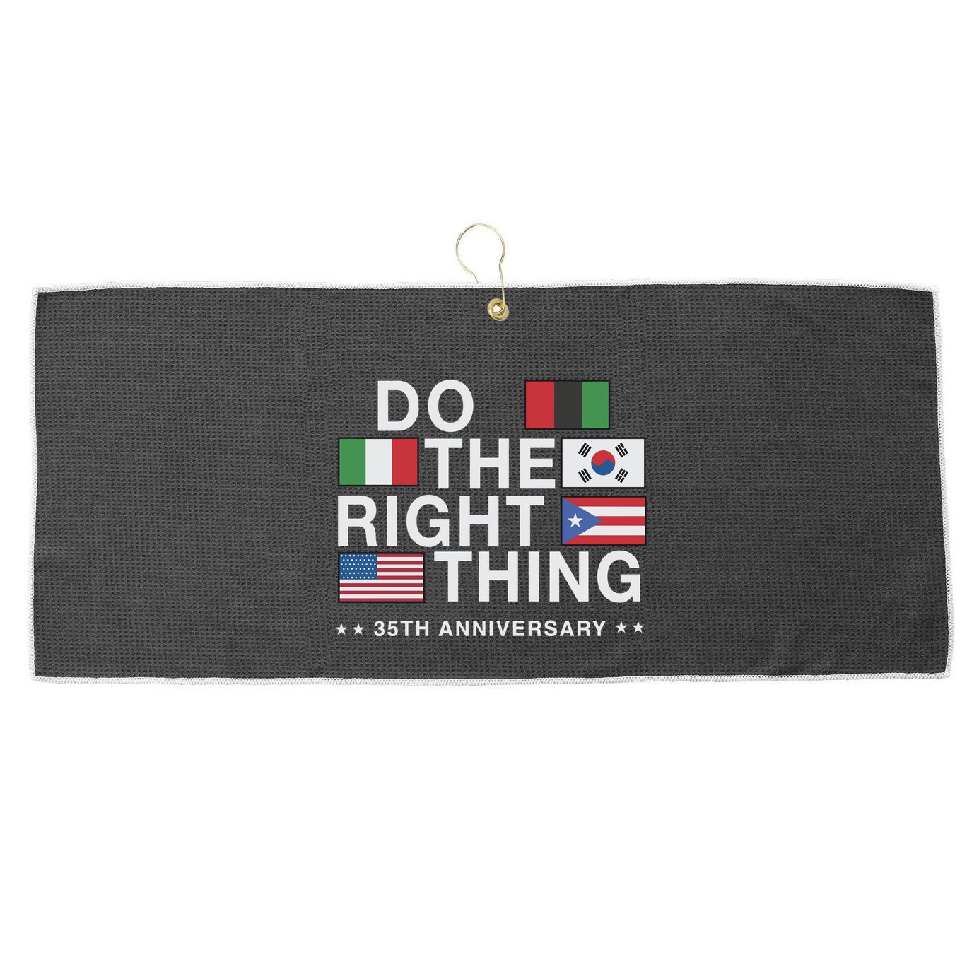 Do The Right Thing Flag 35th Anniversary Large Microfiber Waffle Golf Towel