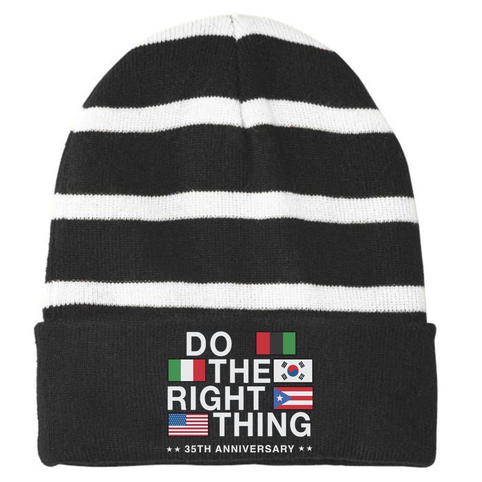 Do The Right Thing Flag 35th Anniversary Striped Beanie with Solid Band