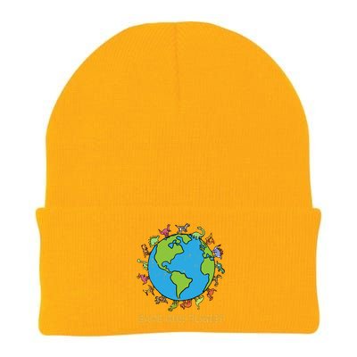 Dinosaurs T Rex Save Our Planet Awareness Earth Day Gift Knit Cap Winter Beanie