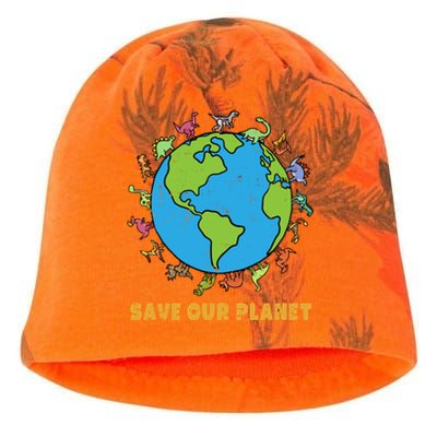 Dinosaurs T Rex Save Our Planet Awareness Earth Day Gift Kati - Camo Knit Beanie