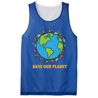 Dinosaurs T Rex Save Our Planet Awareness Earth Day Gift Mesh Reversible Basketball Jersey Tank