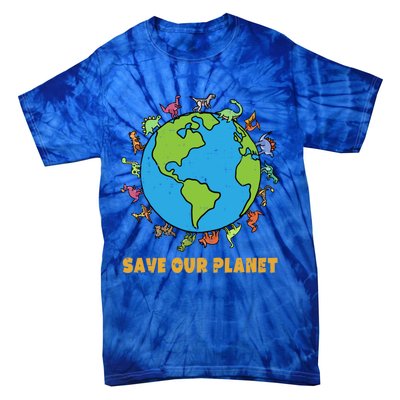 Dinosaurs T Rex Save Our Planet Awareness Earth Day Gift Tie-Dye T-Shirt