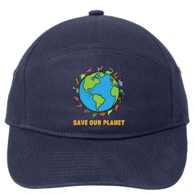 Dinosaurs T Rex Save Our Planet Awareness Earth Day Gift 7-Panel Snapback Hat