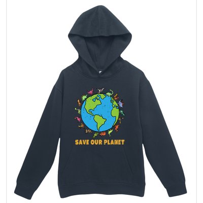 Dinosaurs T Rex Save Our Planet Awareness Earth Day Gift Urban Pullover Hoodie