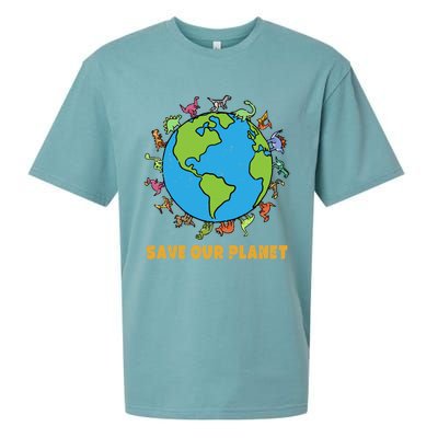 Dinosaurs T Rex Save Our Planet Awareness Earth Day Gift Sueded Cloud Jersey T-Shirt