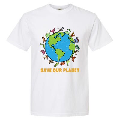 Dinosaurs T Rex Save Our Planet Awareness Earth Day Gift Garment-Dyed Heavyweight T-Shirt