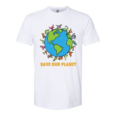 Dinosaurs T Rex Save Our Planet Awareness Earth Day Gift Softstyle CVC T-Shirt