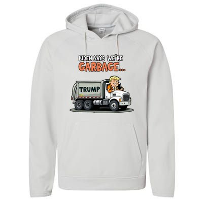 Donald Trump Rides In Garbage Truck Performance Fleece Hoodie