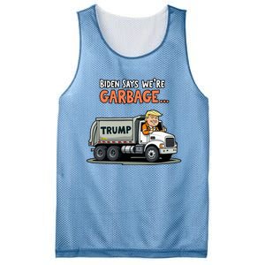 Donald Trump Rides In Garbage Truck Mesh Reversible Basketball Jersey Tank