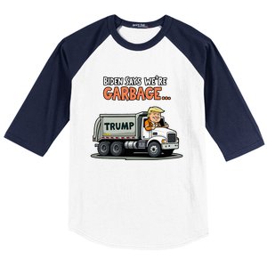 Donald Trump Rides In Garbage Truck Baseball Sleeve Shirt