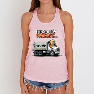 Donald Trump Rides In Garbage Truck Women's Knotted Racerback Tank