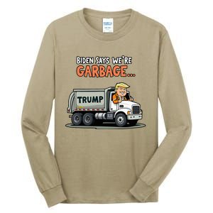 Donald Trump Rides In Garbage Truck Tall Long Sleeve T-Shirt