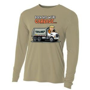 Donald Trump Rides In Garbage Truck Cooling Performance Long Sleeve Crew