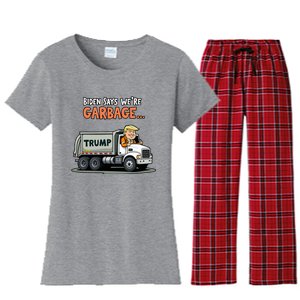 Donald Trump Rides In Garbage Truck Women's Flannel Pajama Set