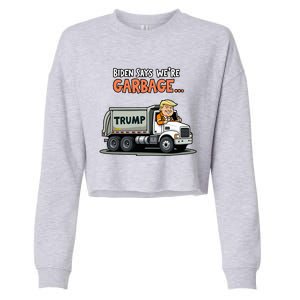 Donald Trump Rides In Garbage Truck Cropped Pullover Crew