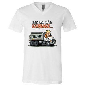 Donald Trump Rides In Garbage Truck V-Neck T-Shirt