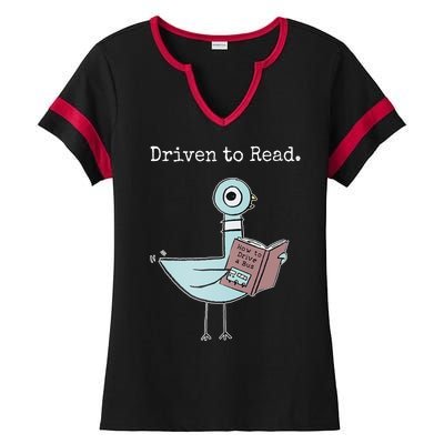 Driven To Read Pigeon Book Ladies Halftime Notch Neck Tee