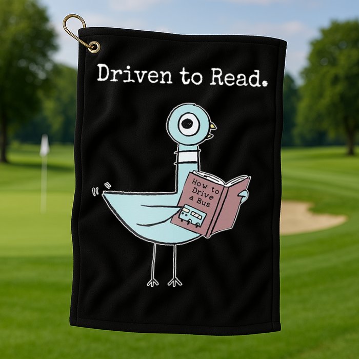 Driven To Read Pigeon Book Golf Towel