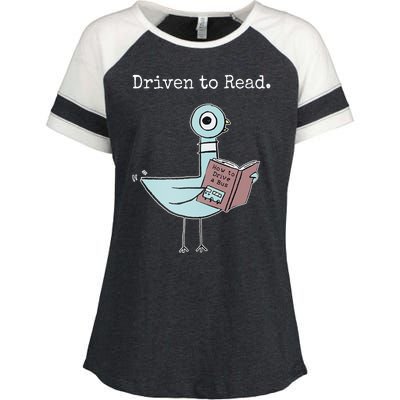 Driven To Read Pigeon Book Enza Ladies Jersey Colorblock Tee