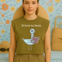 Driven To Read Pigeon Book Garment-Dyed Women's Muscle Tee