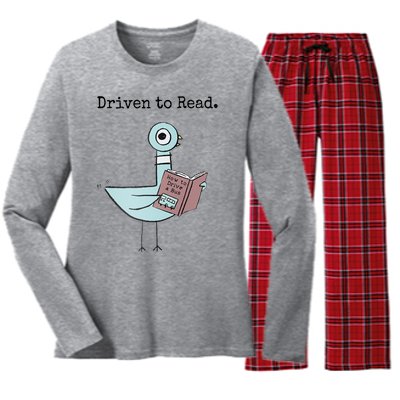 Driven To Read Pigeon Book Women's Long Sleeve Flannel Pajama Set 