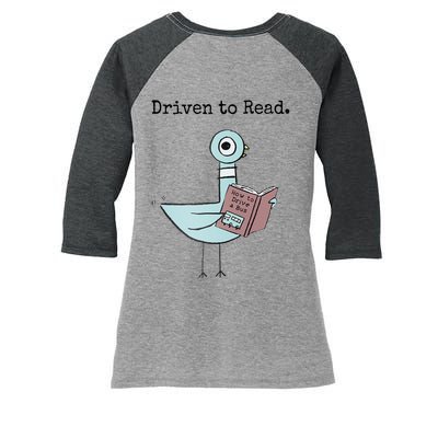 Driven To Read Pigeon Book Women's Tri-Blend 3/4-Sleeve Raglan Shirt