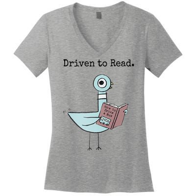 Driven To Read Pigeon Book Women's V-Neck T-Shirt