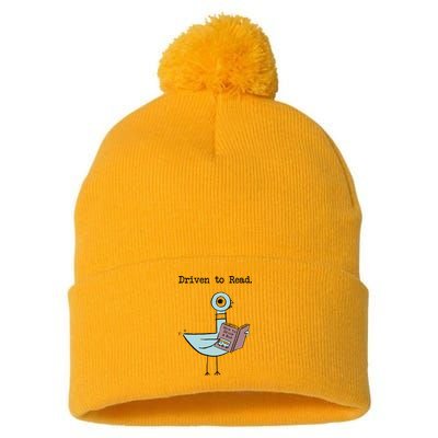 Driven To Read Pigeon Library Reading Books Reader Funny Pom Pom 12in Knit Beanie