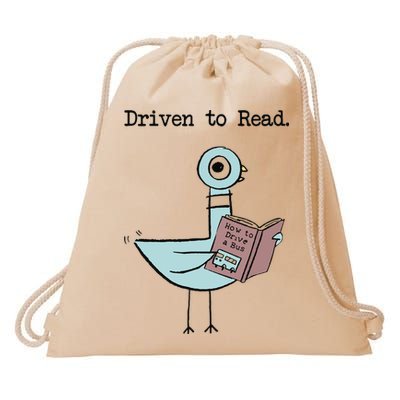 Driven To Read Pigeon Library Reading Books Reader Funny Drawstring Bag