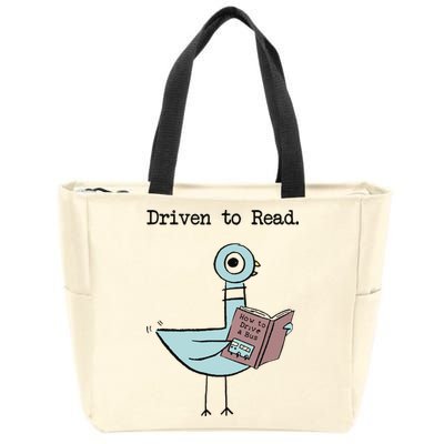 Driven To Read Pigeon Library Reading Books Reader Funny Zip Tote Bag