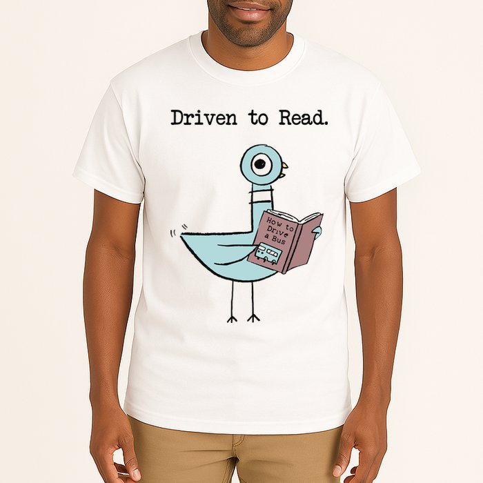 Driven To Read Pigeon Library Reading Books Reader Funny Tall T-Shirt