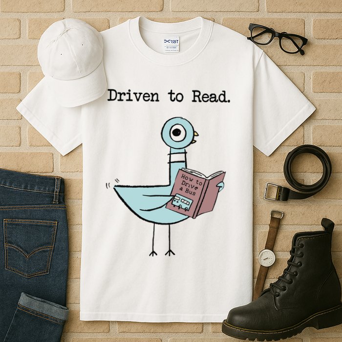 Driven To Read Pigeon Library Reading Books Reader Funny Tall T-Shirt
