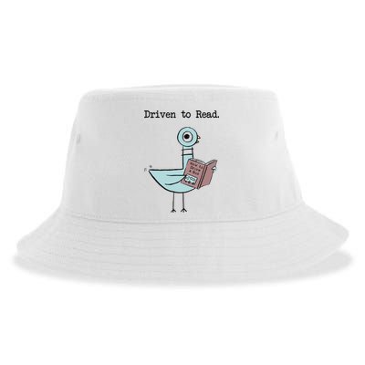 Driven To Read Pigeon Library Reading Books Reader Funny Sustainable Bucket Hat