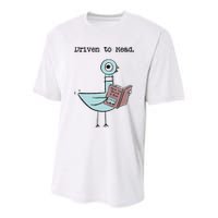 Driven To Read Pigeon Library Reading Books Reader Funny Youth Performance Sprint T-Shirt