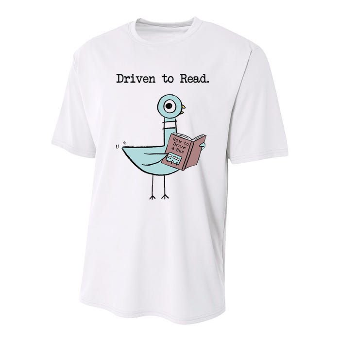 Driven To Read Pigeon Library Reading Books Reader Funny Youth Performance Sprint T-Shirt