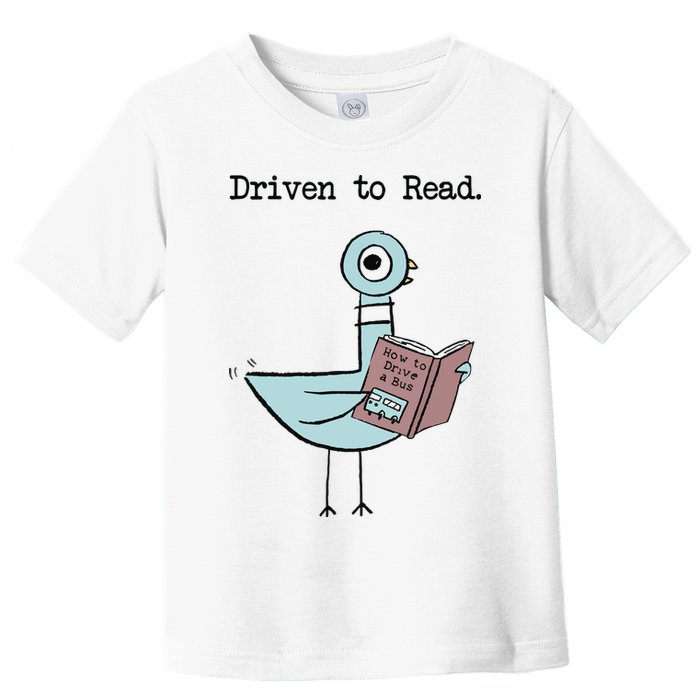 Driven To Read Pigeon Library Reading Books Reader Funny Toddler T-Shirt