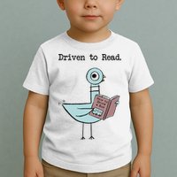 Driven To Read Pigeon Library Reading Books Reader Funny Toddler T-Shirt