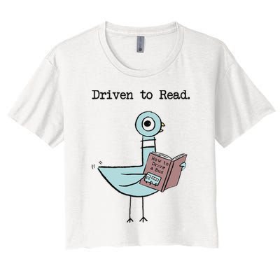 Driven To Read Pigeon Library Reading Books Reader Funny Crop Top