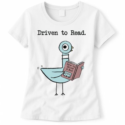 Driven To Read Pigeon Library Reading Books Reader Funny Womens T-Shirt