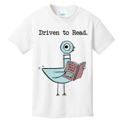 Driven To Read Pigeon Library Reading Books Reader Funny Kids T-Shirt