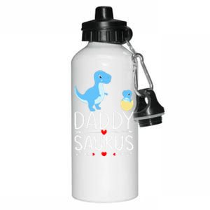 Daddysaurus T Rex Daddy Saurus Newborn Saurus Reveal Gift Aluminum Water Bottle