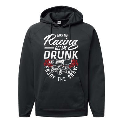 Dirt Track Racing Race Sprint Car Girlfriend Girl Grandma Performance Fleece Hoodie