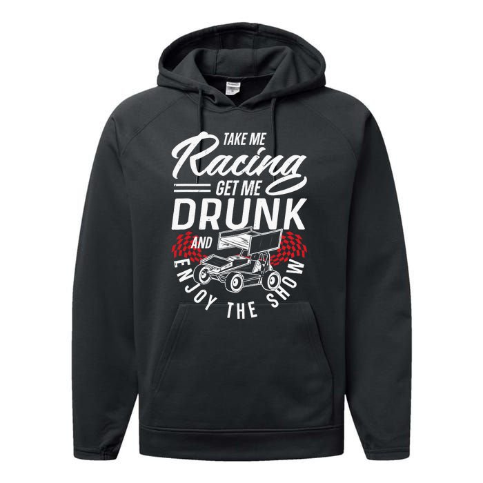 Dirt Track Racing Race Sprint Car Girlfriend Girl Grandma Performance Fleece Hoodie