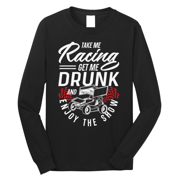 Dirt Track Racing Race Sprint Car Girlfriend Girl Grandma Long Sleeve Shirt