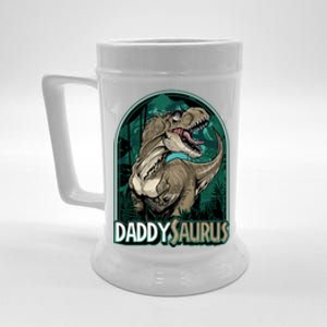 Daddysaurus T Rex Funny Dad Matching Dinosaur Birthday Party Gift Beer Stein