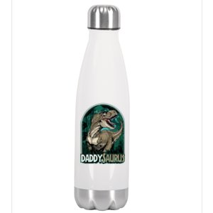 Daddysaurus T Rex Funny Dad Matching Dinosaur Birthday Party Gift Stainless Steel Insulated Water Bottle