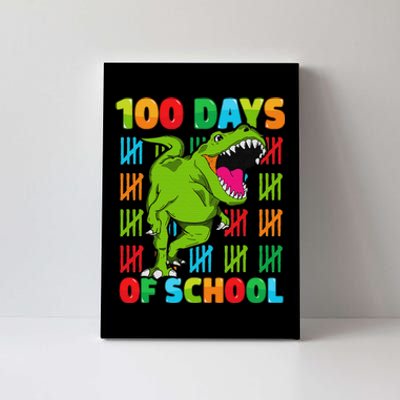 Dinosaur T Rex Happy 100th Day Of School Dino 100 Days Canvas