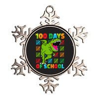 Dinosaur T Rex Happy 100th Day Of School Dino 100 Days Metallic Star Ornament