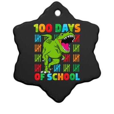 Dinosaur T Rex Happy 100th Day Of School Dino 100 Days Ceramic Star Ornament