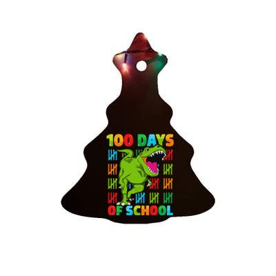 Dinosaur T Rex Happy 100th Day Of School Dino 100 Days Ceramic Tree Ornament